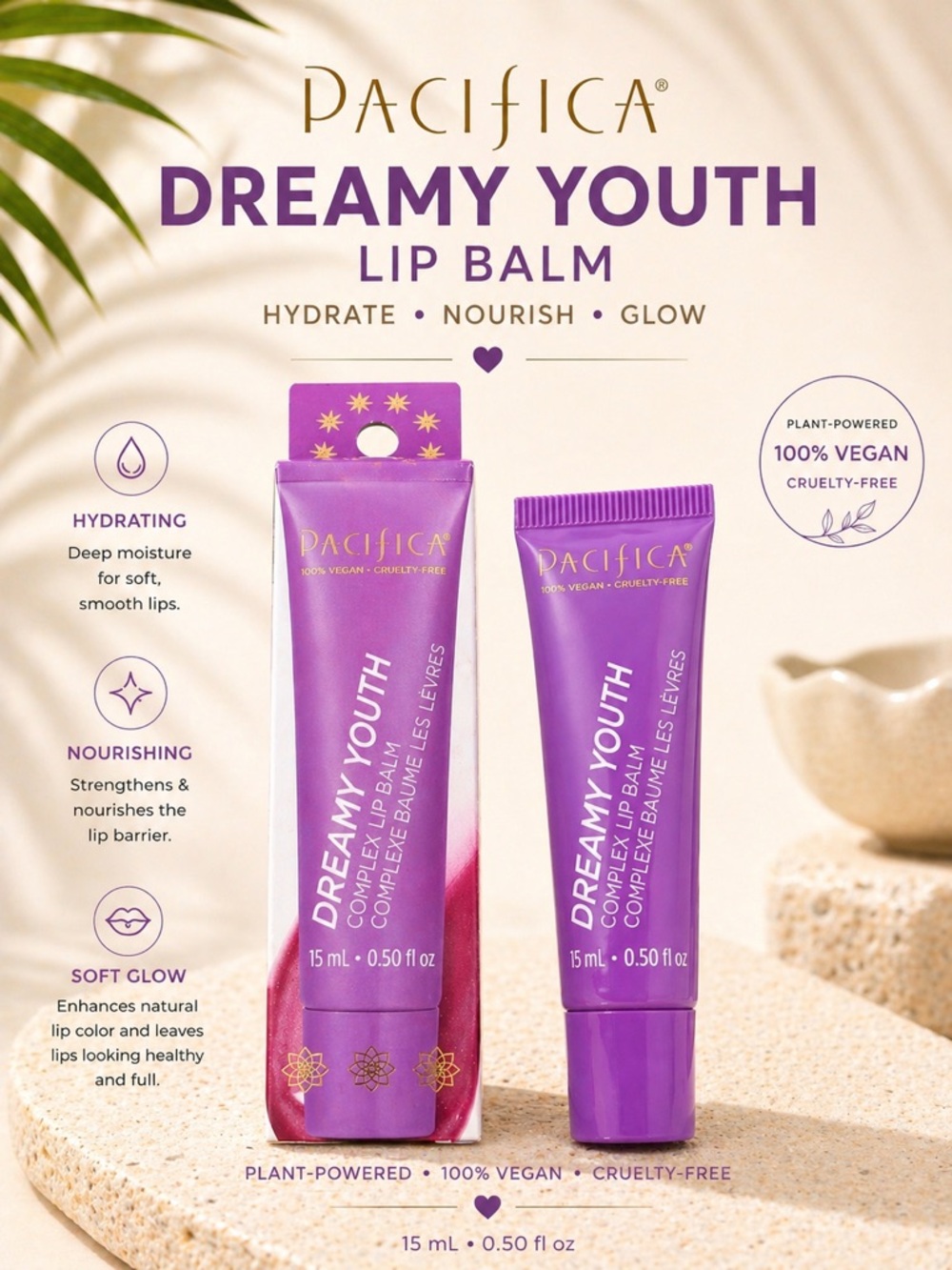 Pacifica Dreamy Youth Hydrating Lip Balm - Strawberry Rose Pink Red